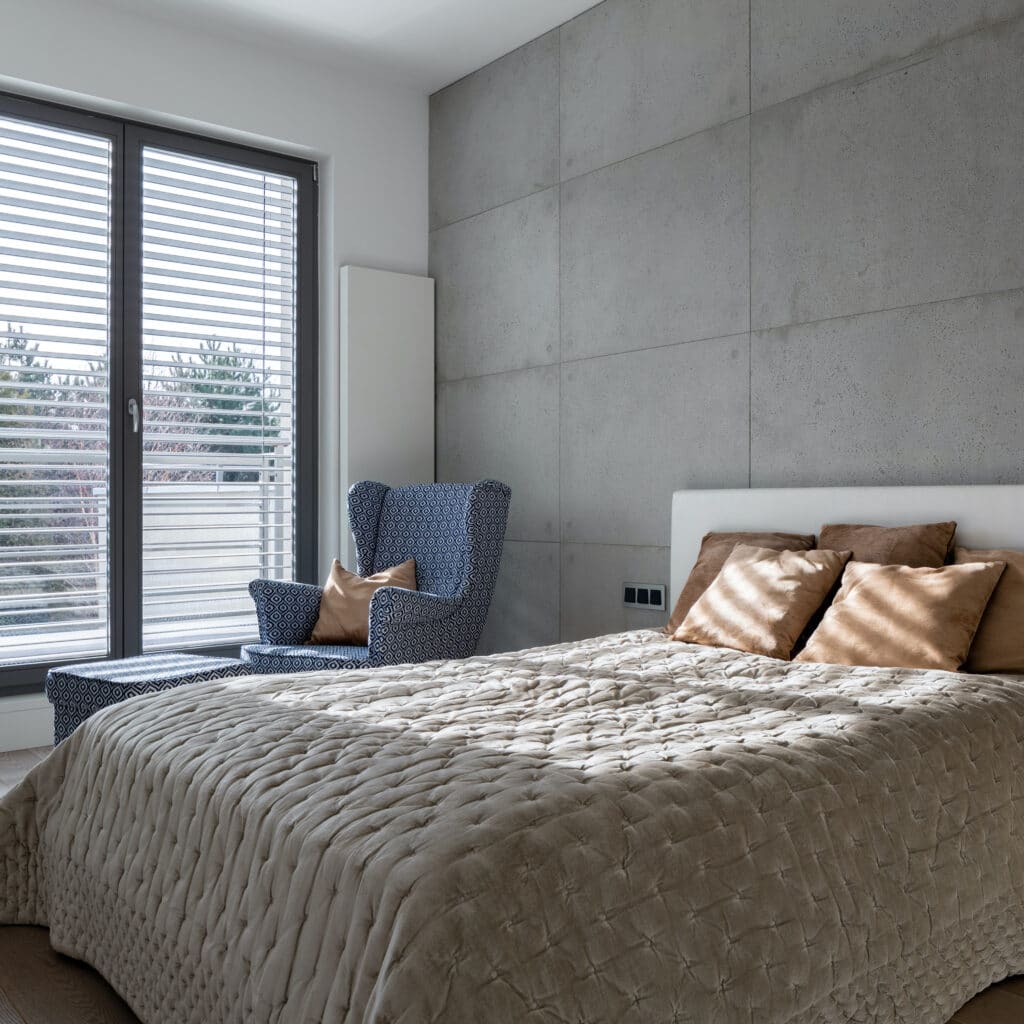 Screenline integral blinds in new doors to a bedroom